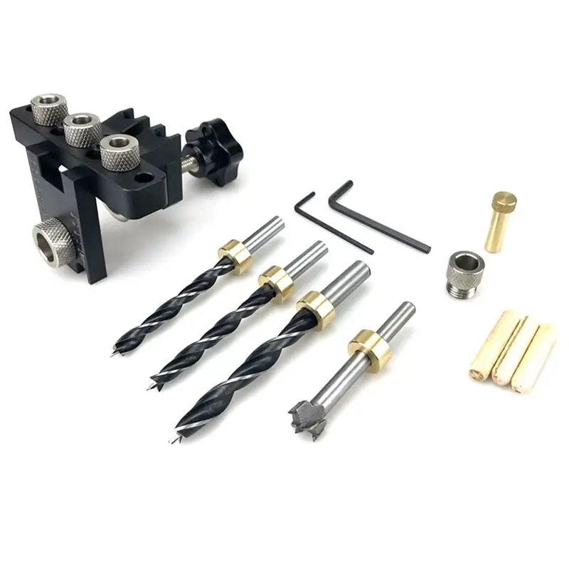 Adjustable Woodworking Pocket Hole Jig 8MM 10MM Bushes Drilling Guide Woodworking tools aluminum alloy