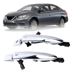 2pcs Car Front Chrome Exterior Door Handles Silver ABS 826469N00A 806469N00A 806451AA0A for Nissan Leaf Maxima Murano Sentra