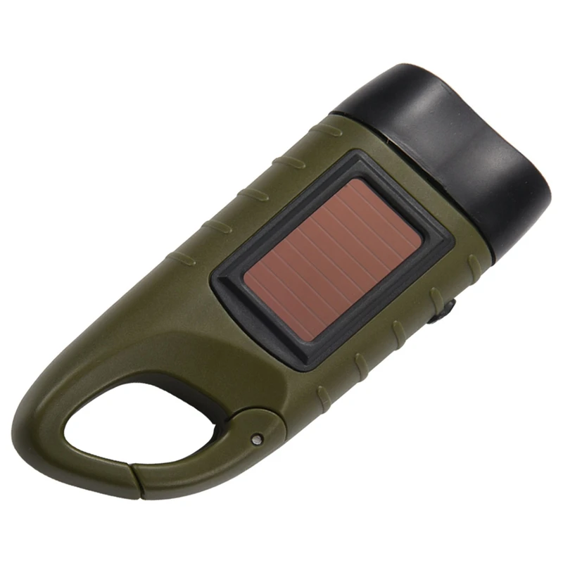 Mini Emergency Hand Crank Dynamo Solar Flashlight Rechargeable LED Light Lamp Charging Powerful Torch For Outdoor Camping