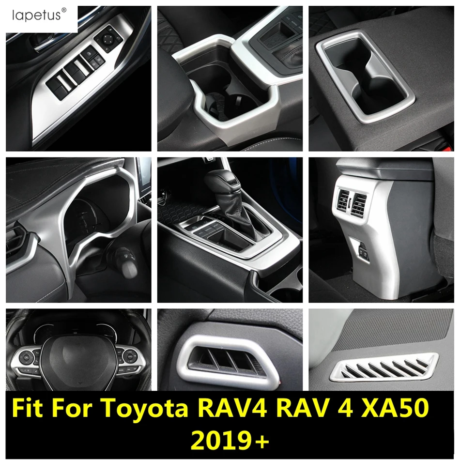 

Gear Shift Panel / Handle Bowl / Water Cup / Window Lift Cover Trim ABS Matte Accessories For Toyota RAV4 RAV 4 XA50 2019 - 2024