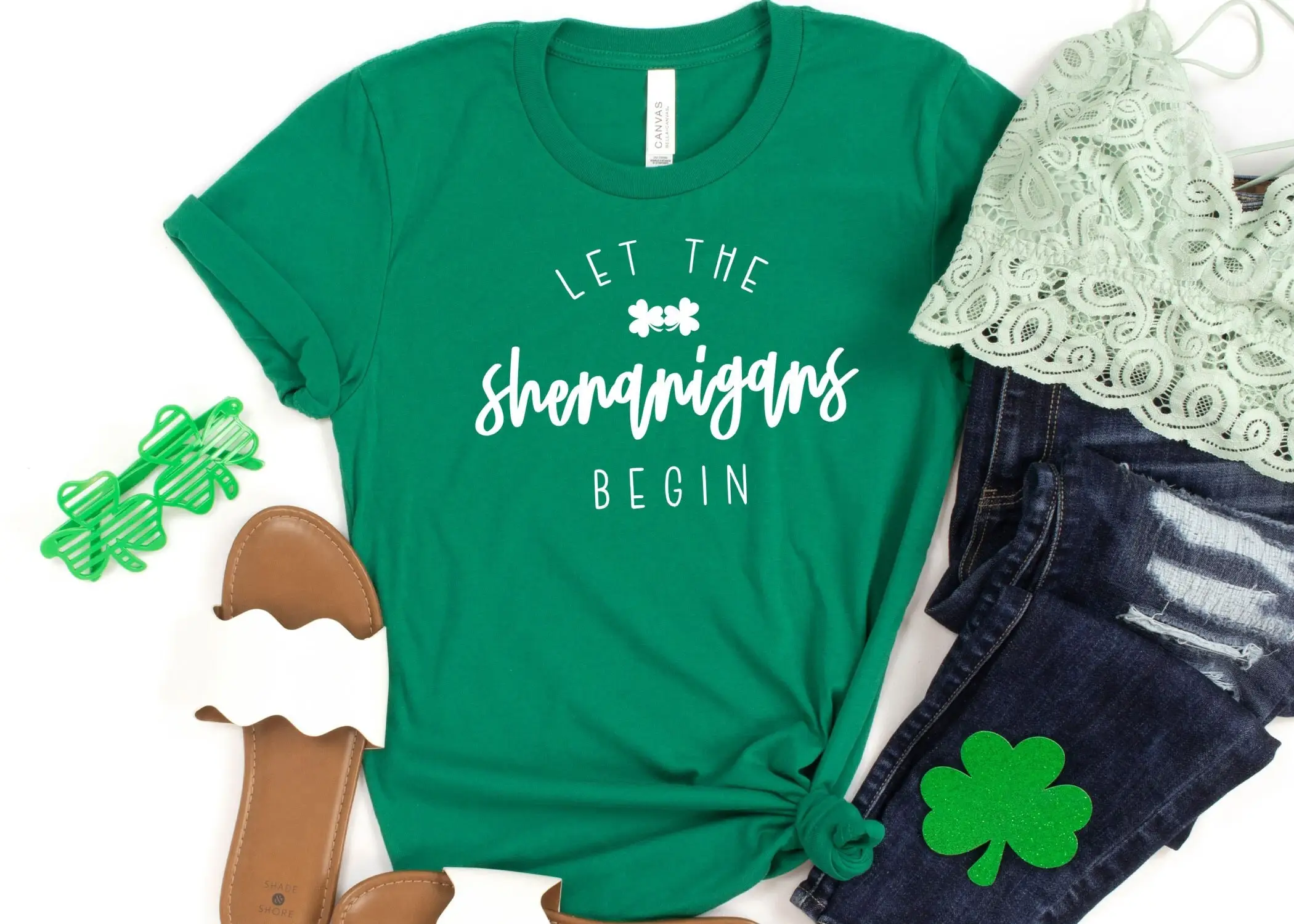 Let The Shenanigans Begin T Shirt St Patricks Day Party Funny Paddys Pattys Irish Green Beer Holiday Outfit