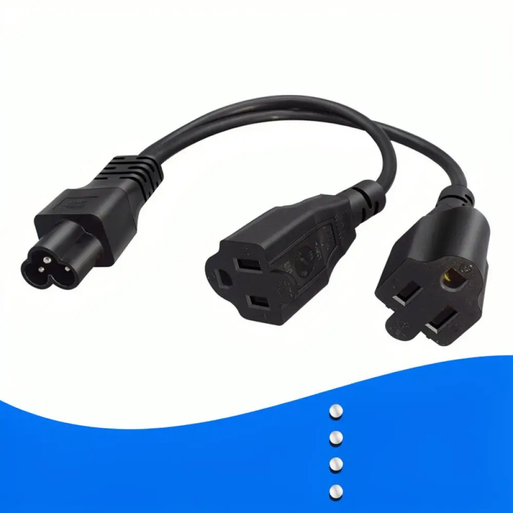 C6 To 2X 5 15R Power Extension Cord IEC320 Plug To Dual American Standard Socket Adapter For Electronic Devices Connector