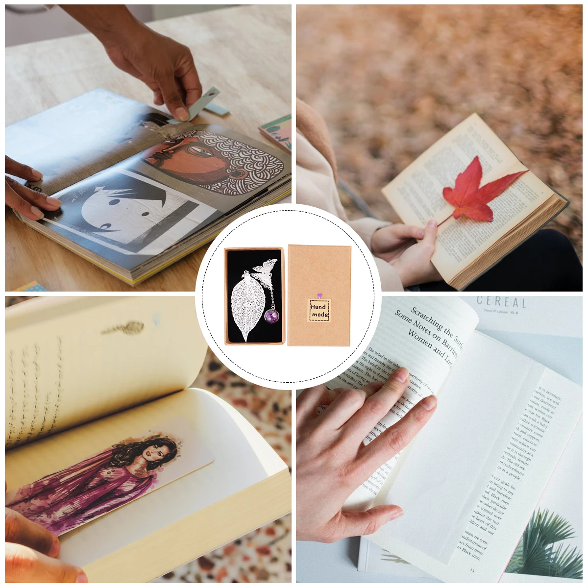 

Dried Flower Bookmark Elegant Page Marker Lightweight Students Stationery Office Supplies School Boxed Leaf Shaped