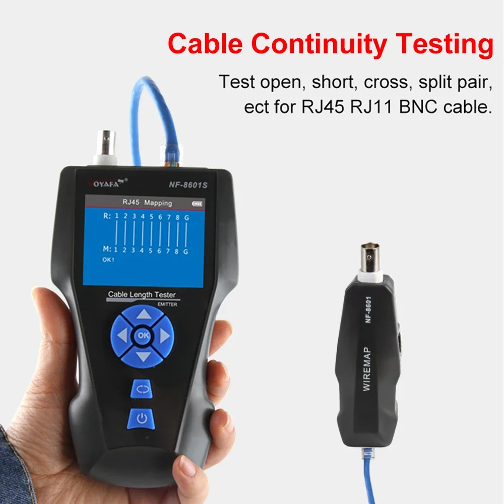 NOYAFA NF-8601S Cable Tester with PoE/PING Function Lan Measure Tester Measure Length Wiremap Tester Network Cable Tracker