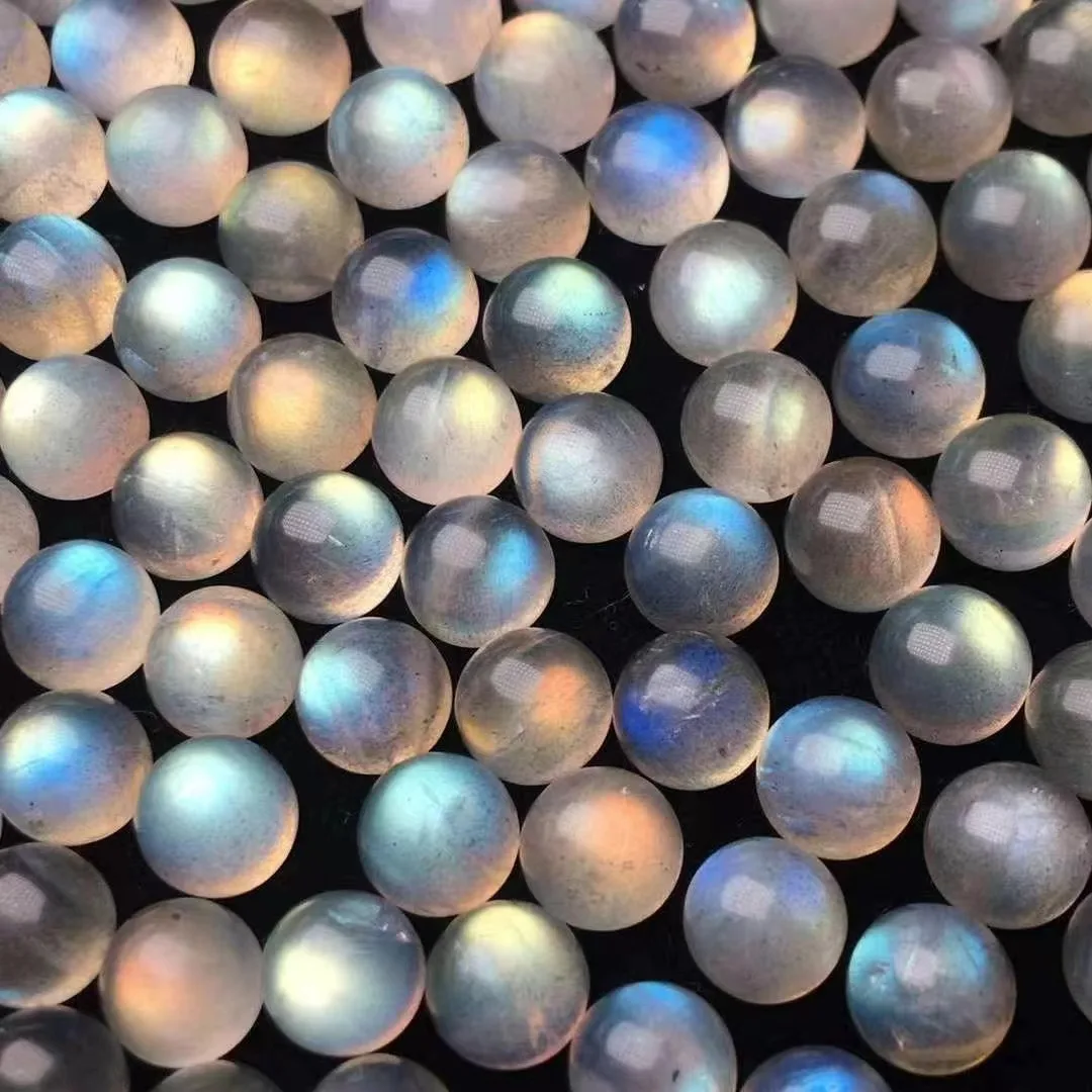 20PCS/Lot 8 10mm Round Cabochon Loose Grey moonstone For DIY Jewelry