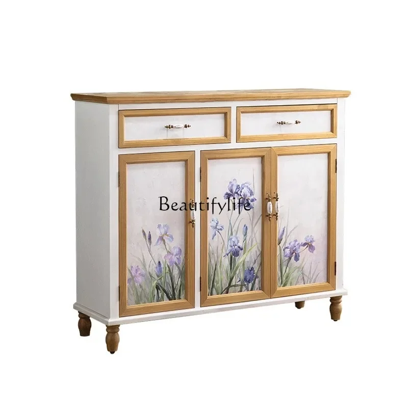 

American Country Painted Home Entrance Cabinet Log Pastoral Style