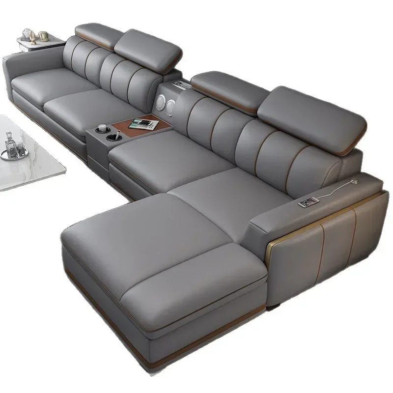 

Light luxury first-layer cowhide leather sofa, living room size, straight row concubine combination household leather sofa
