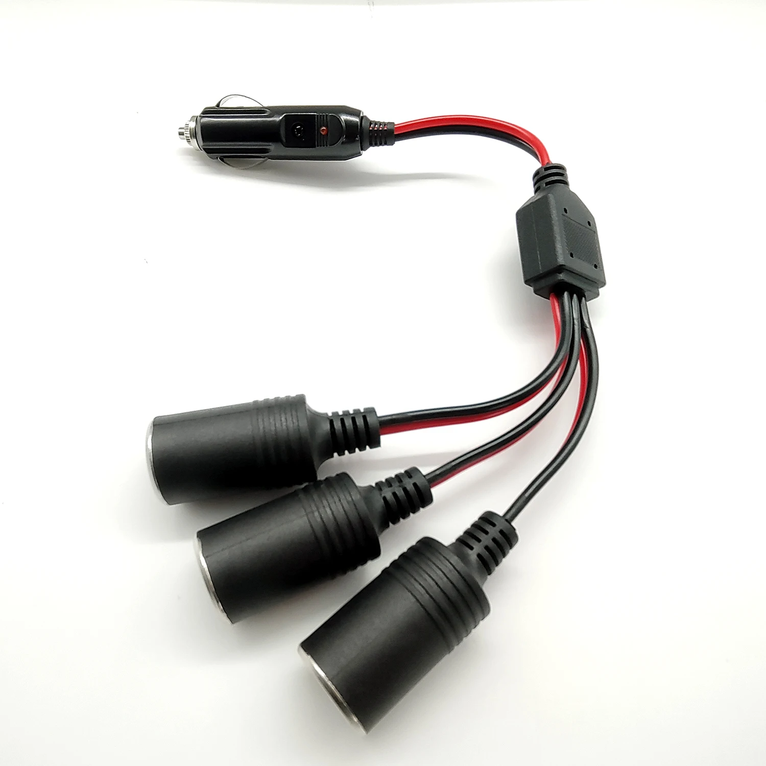 1-To-3 Car Plug 16AWG 30cm Splitter Adapter Power Charger Port Plug Socket 3-Way Splitter With And LED Light 15A Fuse