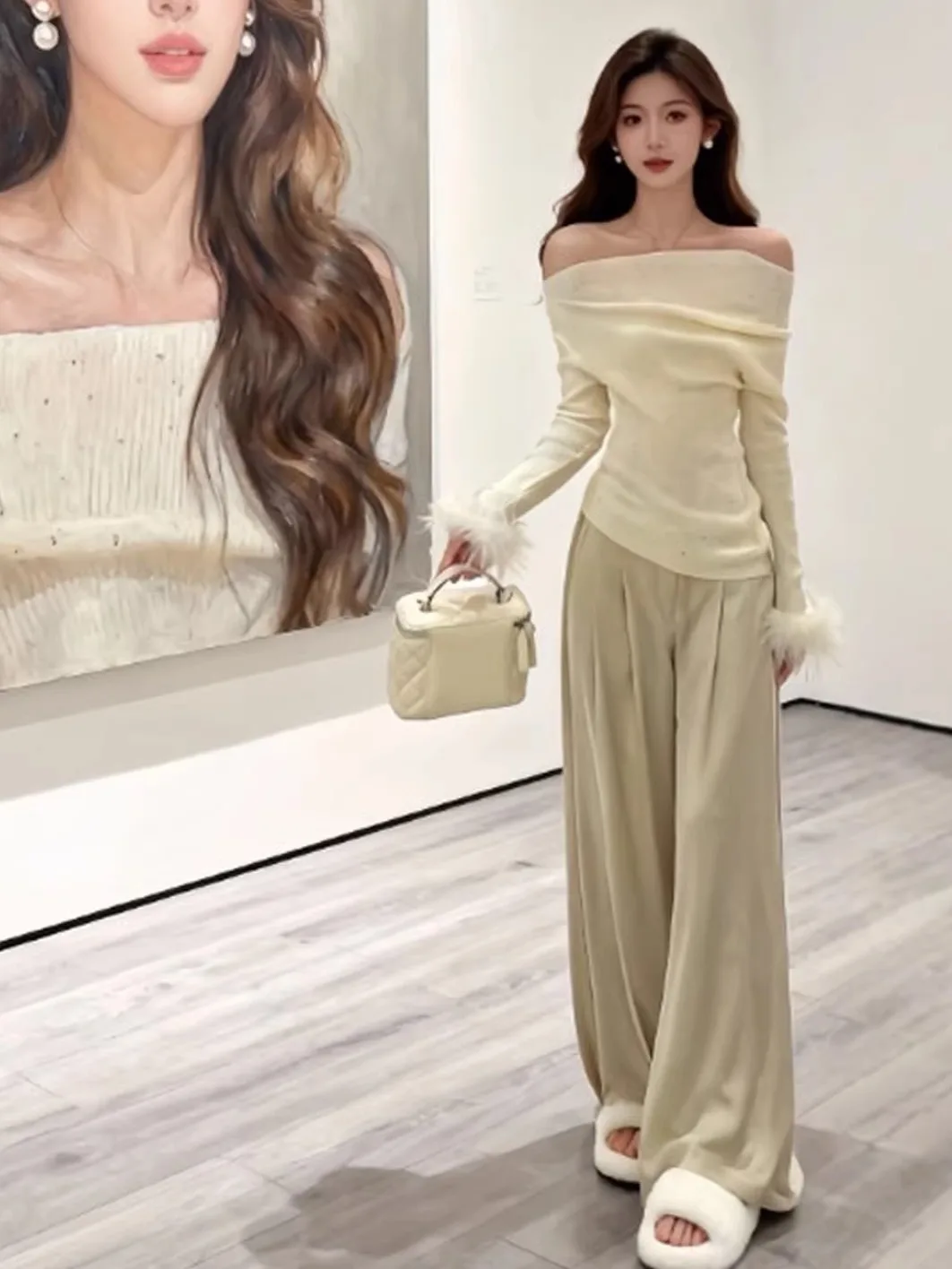 

Корейский трикотажный топ Sle Gentle Long Sve, уникальный облегающий топ на одно плечо, не повторяющийся, весна 2026, мояя для женщин