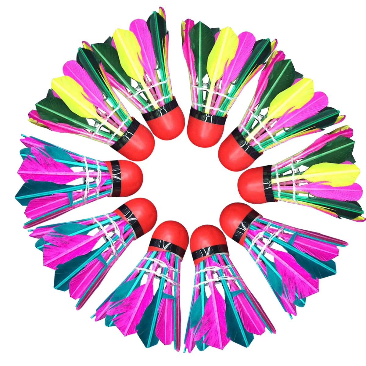 11 個のバドミントン羽根カラフルな軽量子供用羽根屋内屋外トレーニング練習ゲームプレイ用