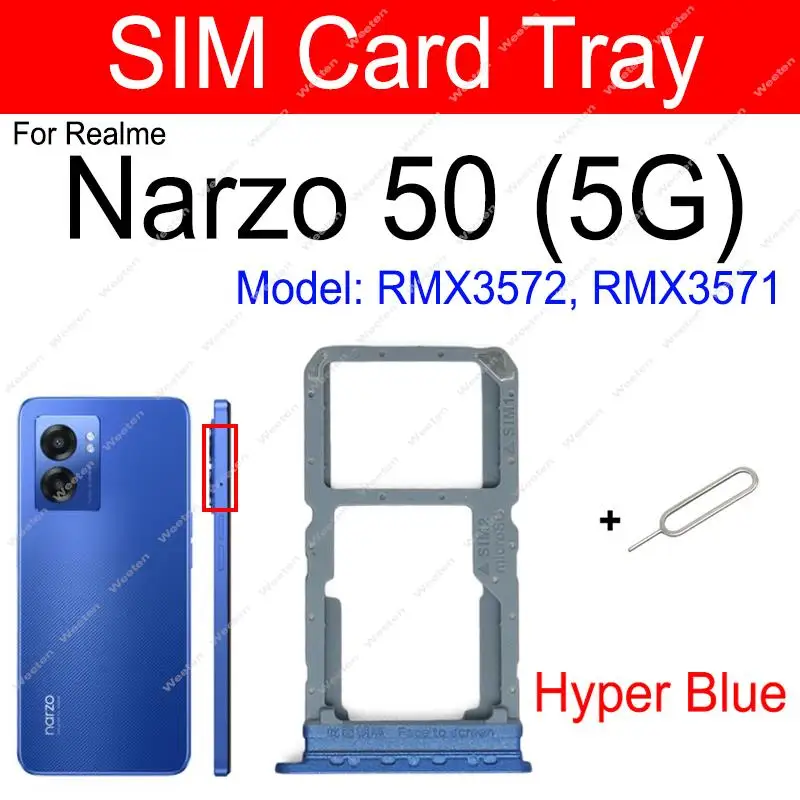 For Realme Narzo 50 Pro Narzo 50A Prime 50i Prime 4G 5G Sim Card Tary Slot Socket SIM Card Reader Holder Parts