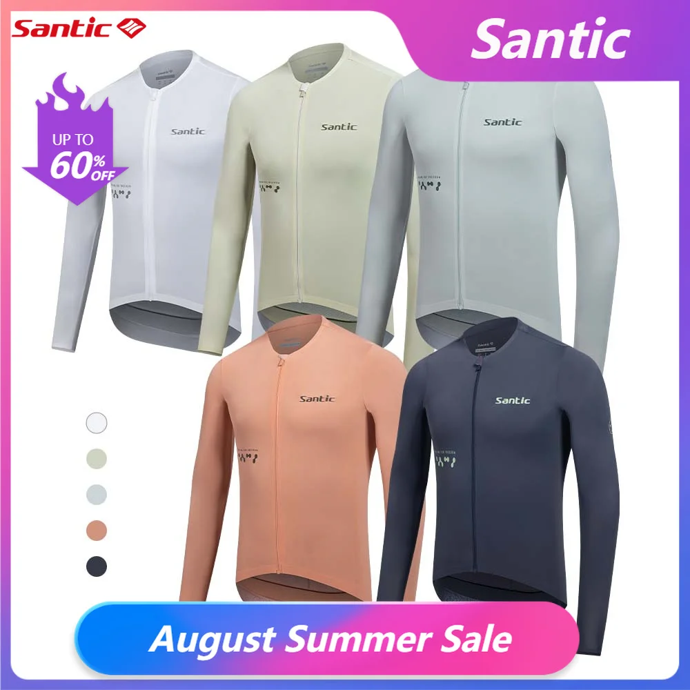 Santic verão camisas de ciclismo dos homens respirável manga longa camisas de bicicleta protetor solar profissional camisas de ciclismo tm25c01182