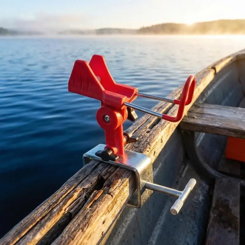 Suporte de vara de pesca para barco, resistente, com braçadeira ajustável de 360 graus, suporte de metal para caiaque, canoa, doca, pesca ao ar livre
