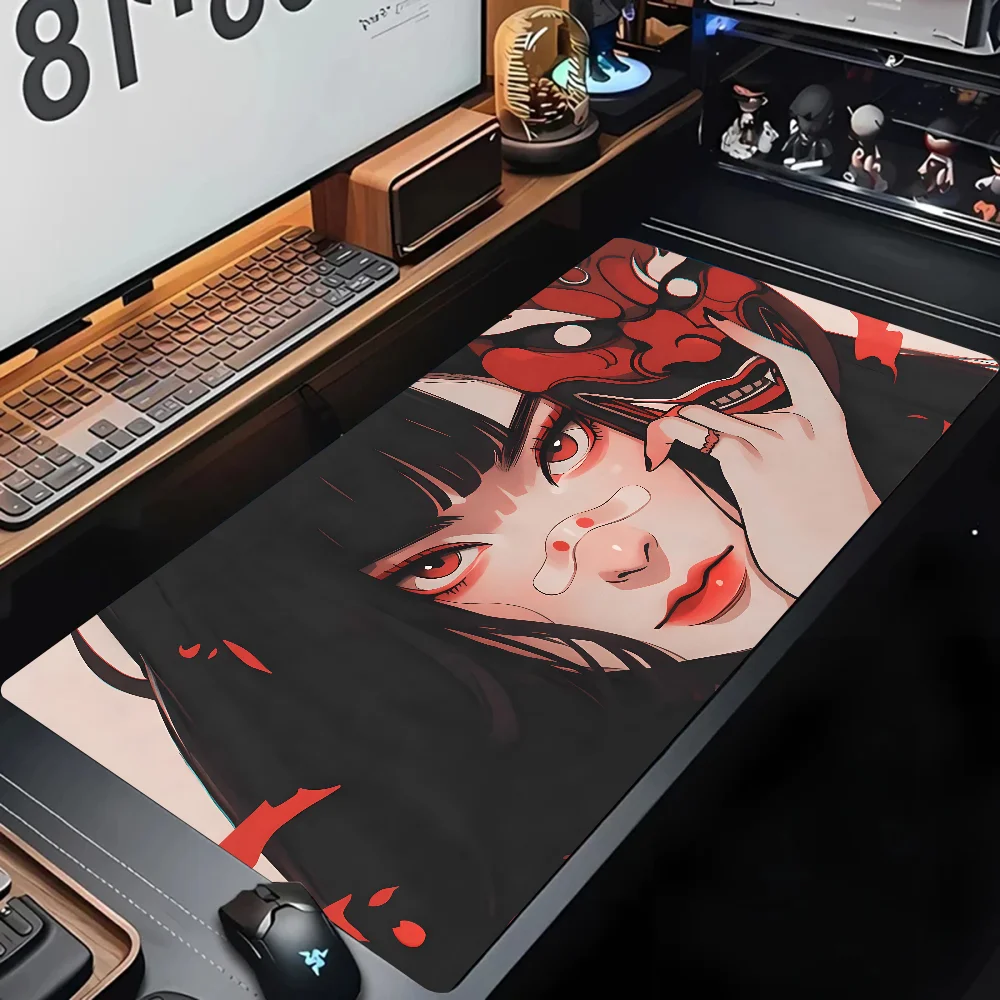 Anime Ghost Face Girl Mousepad Desk Pad Gaming Accessories Prime Gaming XXL Keyboard Pad Stitched Pad Desk Pad