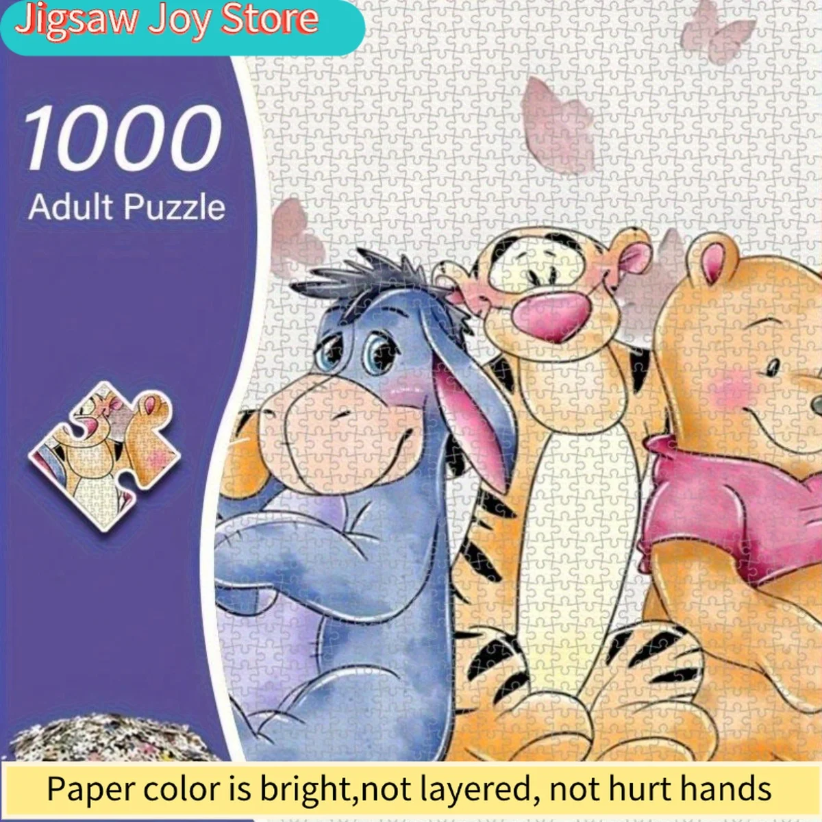 

Disney DIY Adult Puzzle - Frameless-Print Cartoon Animal Friends Blue White Pink Vibrant Watercolor Art for Living Room Bedro