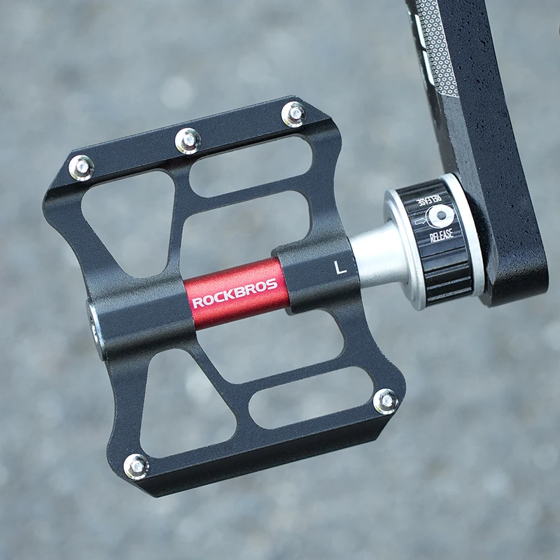 ROCKBROS Bicycle Pedals Quick Release Aluminium MTB Road Cycling Pedals Rainproof Seal Bearing 8.2cm Widened Non-slip Bike Pedal