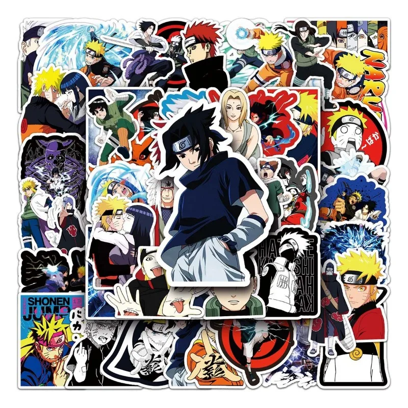 54pcs Naruto Creative Naruto Kakashi Sasuke Haruno Sakura Cartoon Waterproof Decorative Sticker Kawaii Account Sticker Gift