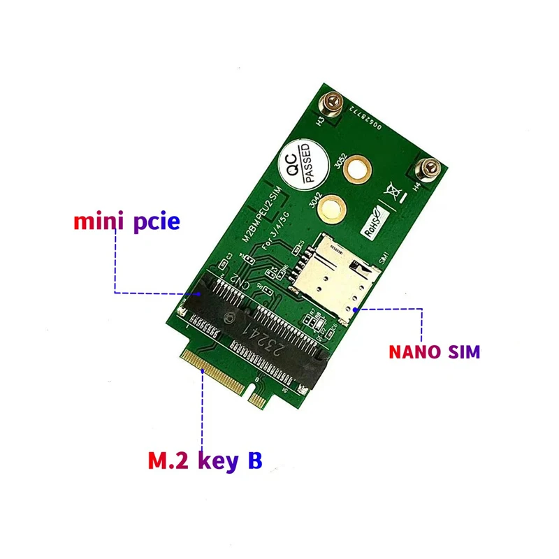 Carte mère de qualité industrielle, adaptateur technique avec fente de caractéristique, carte réseau sans fil WWAN, clé M.2 B vers MINI PCI-E 4G 5G