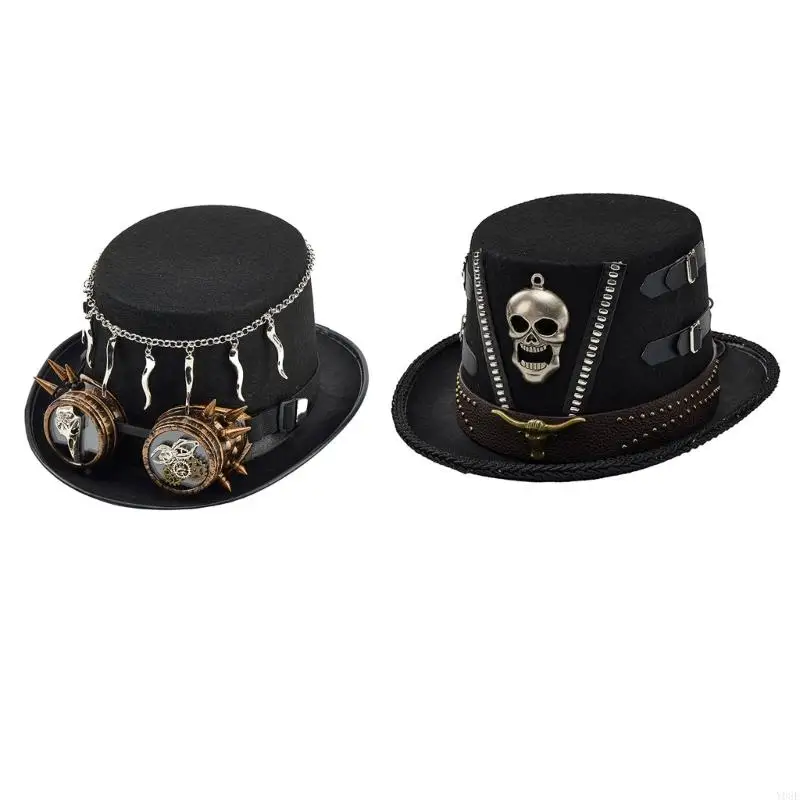 Einzigartiger Steampunk-Hut mit Totenkopf-Design, Unisex-Modehut für Cosplay und Halloween Y08E – Detail 1