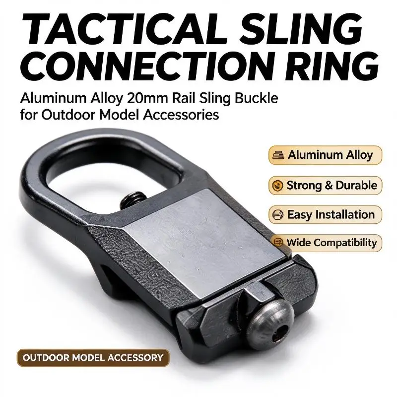 Outdoor Toy Model Mod Parts, 20mm Rail Tactical Sling Connection Ring Aluminum Alloy Fixed Strap Buckle Accessory