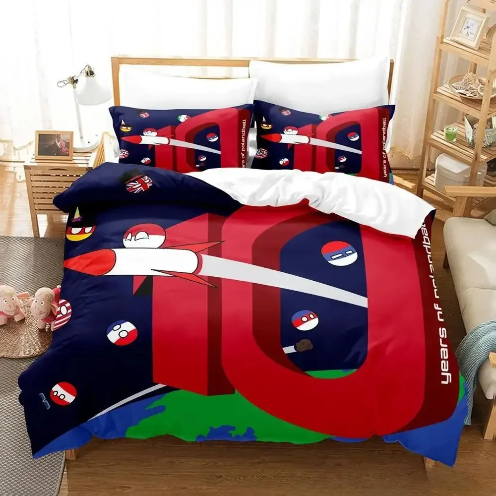 2024 New Countryball Polandballs Bedding Set Single Twin Full Queen King Size Bed Set Adult Kid Bedroom Duvet cover Sets Cartoon