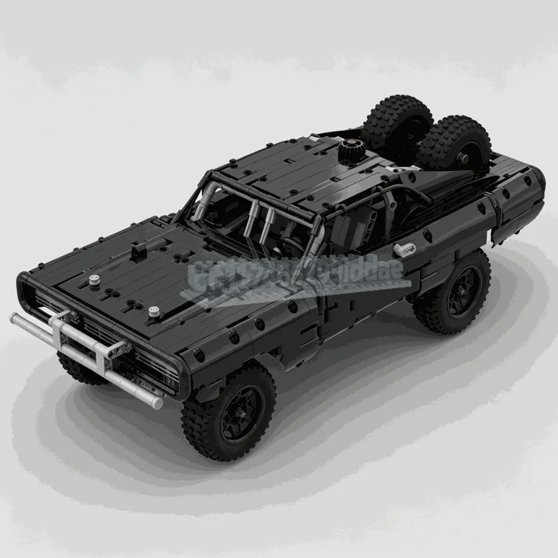 1549PCS Retro Off-Road Muscle Truck MOC Model DIY Assembled Technical Building Bricks Heavy Duty Black Racing Vehicle Toy Gift