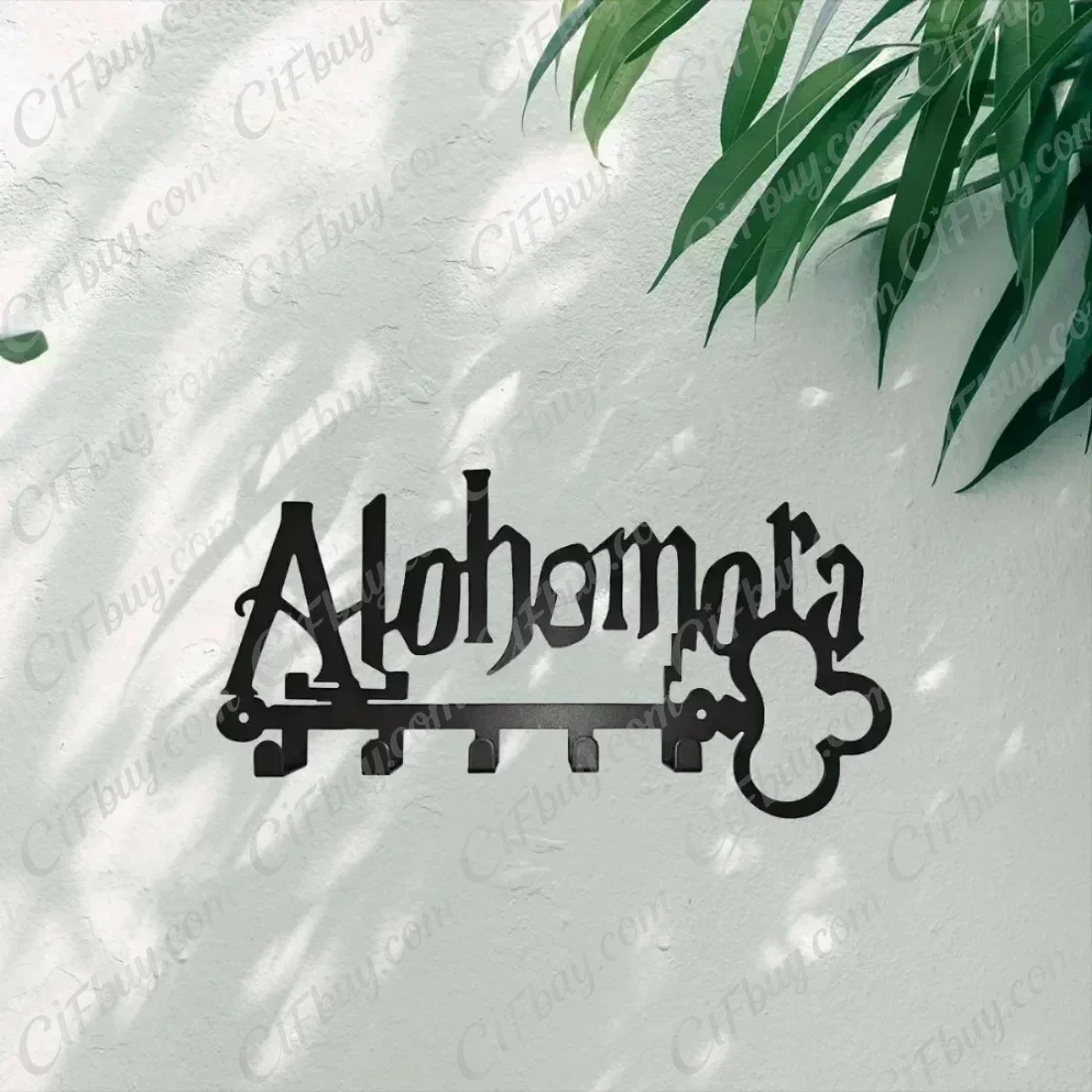 CIFBUY Metal Wall Mount Key Holder Adhesive Key Organizer with Hooks Decorative Entryway Hallway Rack Home Decor