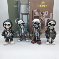 1Pcs Cool Skeleton Figurines, Skull Figurine Statue Decor, Miniature Skeleton Sculpture Resin - Decorative Halloween Ornaments C