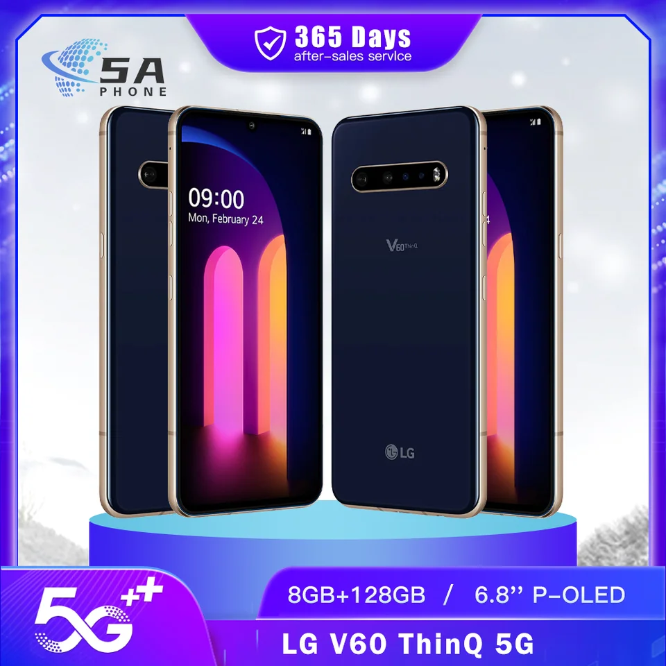 Original LG V60 ThinQ V600VM V600TM 5G SmartPhone NFC 8GB+128GB