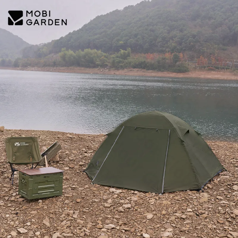 

Mobi Garden Upgraded Camping Tent 2-4 Person Ultralight Rainproof Portable Double Door Tent Folding Outdoor Travel 3 Season Tent