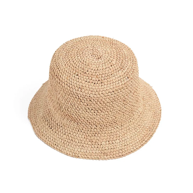 USPOP Fashionable and Breathable Straw Sun Hat with Short Brim Summer Hand Crochet Raffia Hats Straw Bucket Hats