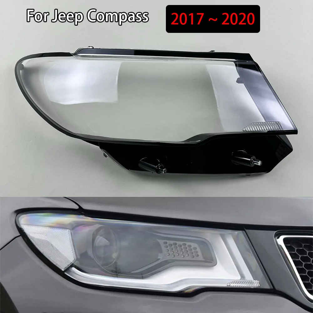 

Headlight Shell Lampshade Headlamp For Jeep Compass 2017 2018 2019 2020 Cover Lamp Transparent Plexiglass