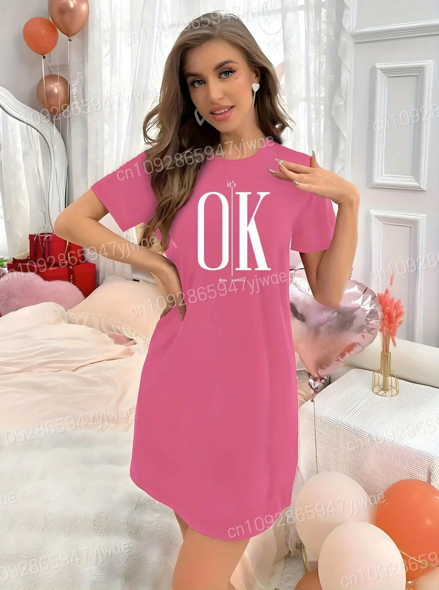 2025 ฤดูร้อนใหม่ผู้หญิงเสื้อยืดหลวมสบายๆมันโอเคพิมพ์O-คอLadyเสื้อแขนสั้นผู้หญิงเสื้อผ้า