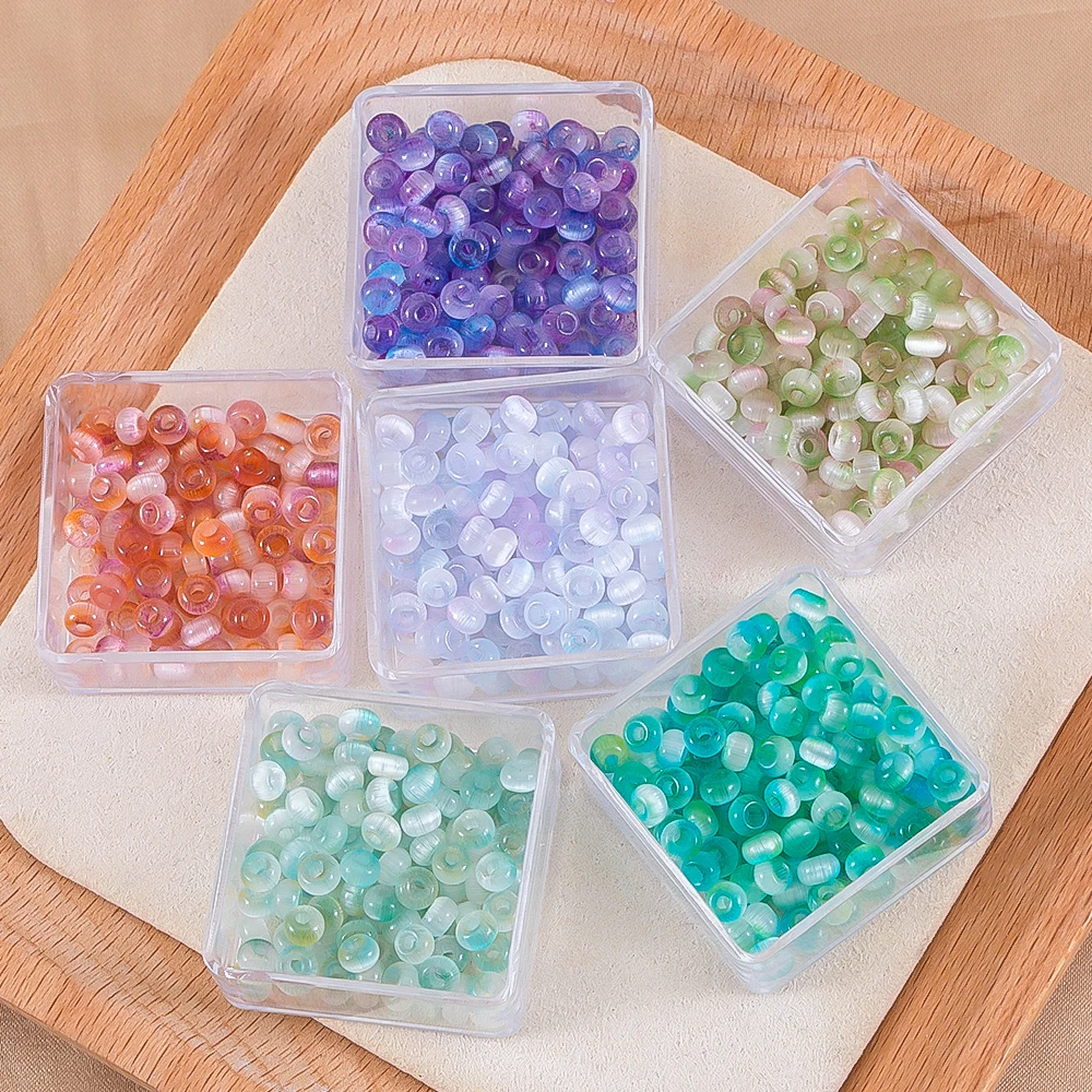 800pcs 4mm Gradient Colorful High-Quality Glass Cat eye Seed Beads Rice Spacer Bead For  Necklace DIY Jewelry Making Accessories - view 3