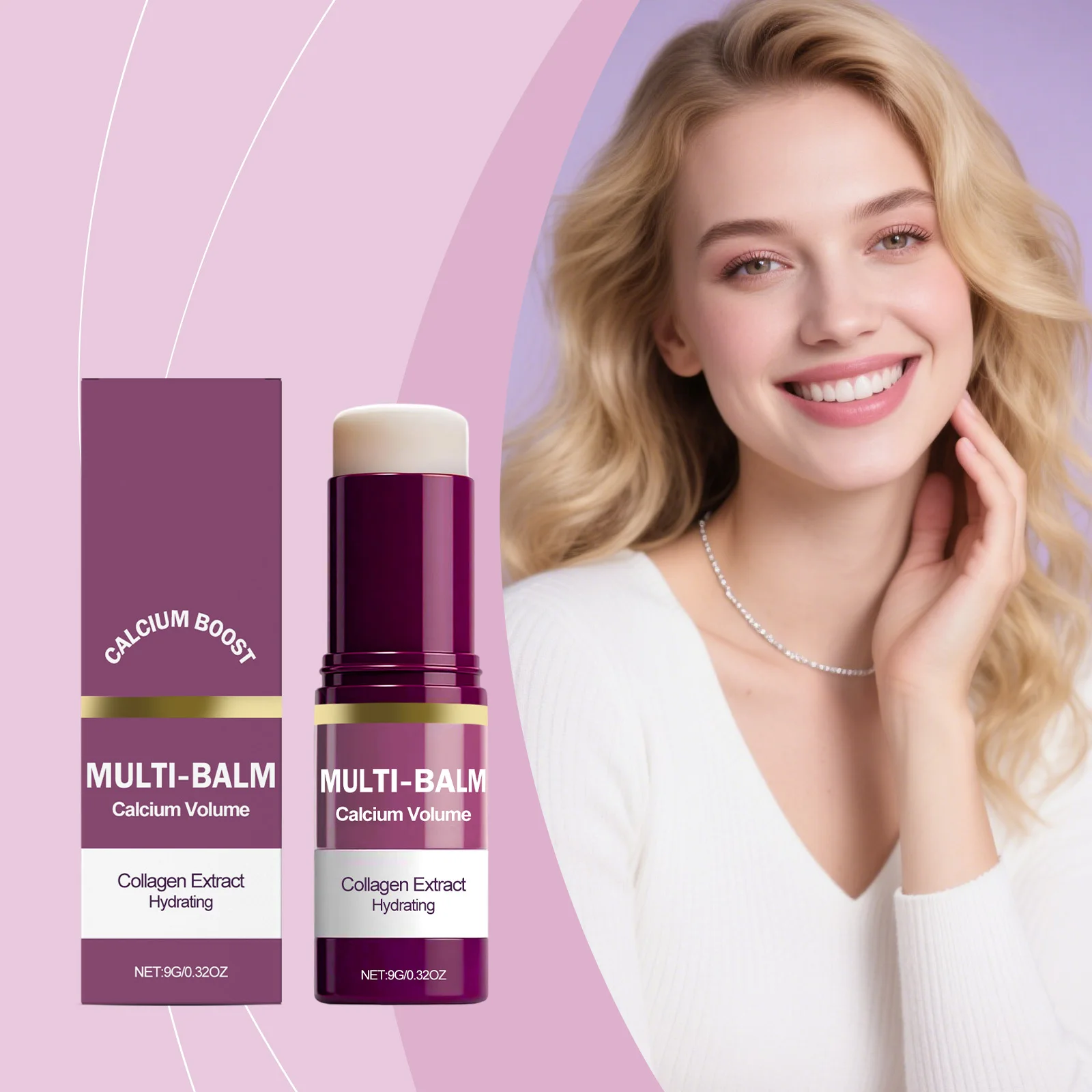 Multi Balm Calcium Volume Firming Skin Hydrating Nourishing Smoothing Collagen Moisturing Stick Suitable for Eyes Neck Face