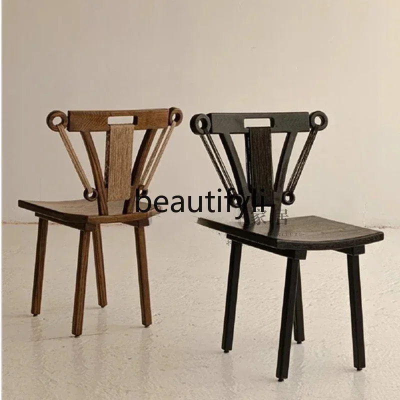 كرسي طعام من الخشب الصلب بتصميم عتيق ss K178ss25، طاولة طعام منزلية من الخيزران، كرسي تفاوض بسيط لقسم المبيعات #2