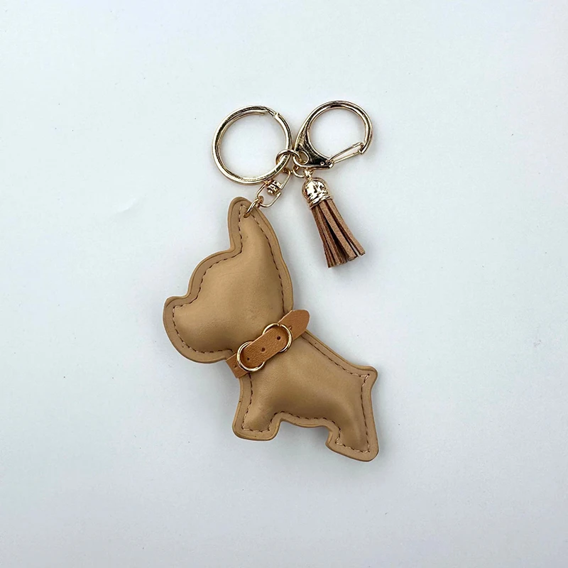 New Creative Dog Shaped Exquisite Artificial Leather Car Keychain Backpack Decoration Cute Keychain Friend Gift