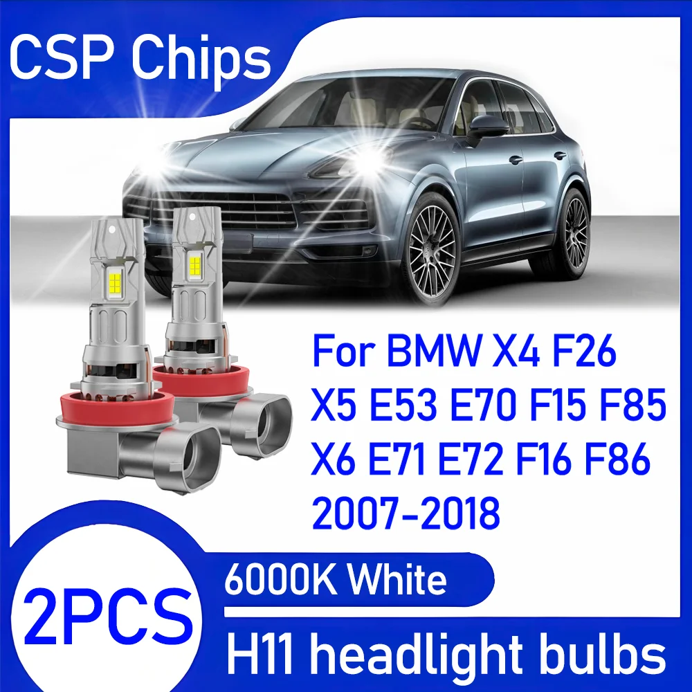 

2x Car Bulbs 6000K White H11 H8 H9 LED Headlight 20000LM 3570 CSP For BMW X4 F26 X5 E53 E70 F15 F85 X6 E71 E72 F16 F86 2007-2018