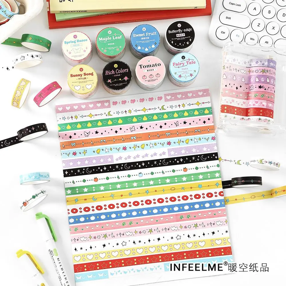 Korean Style Washi Tape Set of 3 Rolls Masking Decorative Adhesive Paper Tape for Journaling DIY Decor Planners Scrapbooking