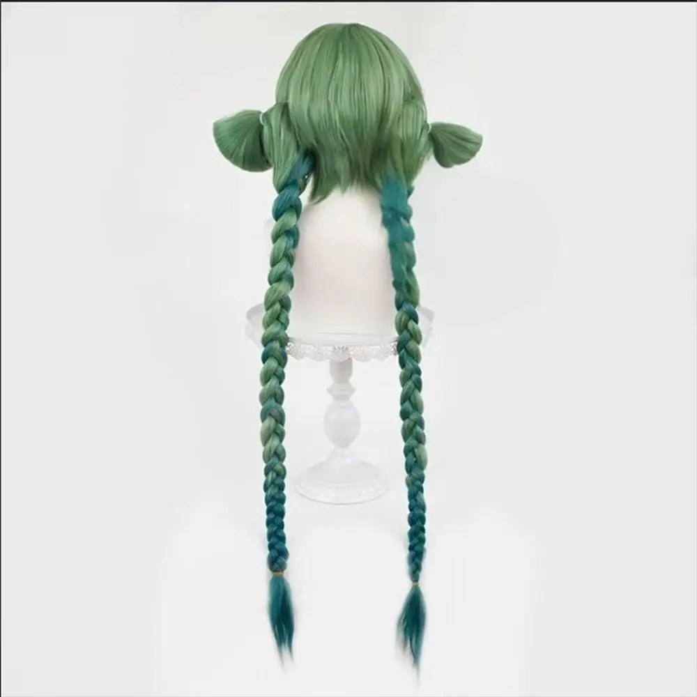 ‌Hatsune Miku Zombie Cosplay Wig - Realistic Twin Tails with Tiger Clips Ombre Braided Hair Anime Convention Costume Accessories