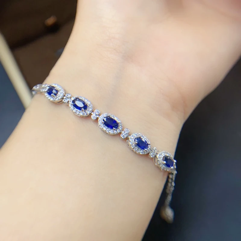 

Natural Sapphire Charm Bracelet for women silver 925 jewelry luxury gem stones 18k gold plated free shiping items