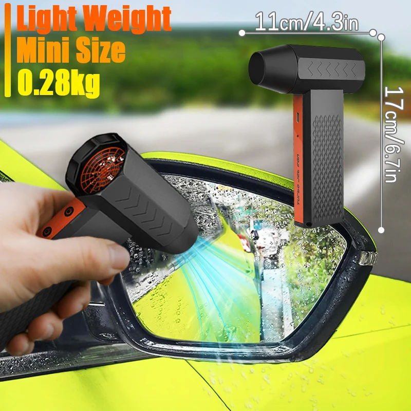 휴대용 터보 제트 팬, 조명 포함 핸드헬드 터보 제트 블로워, 200W 고출력, 자동차 제설기용 4단계 풍속 조절