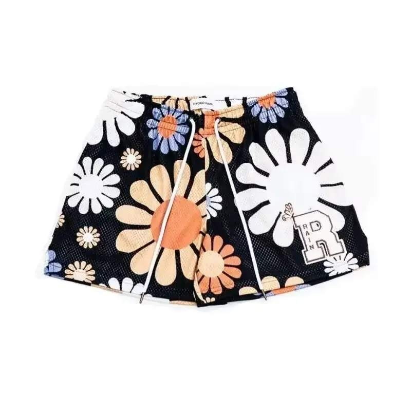 Ryoko Rain Flower Shorts Loose Fit Thin Breathable Casual Sports Basketball American Style Trendy Brand Summer Season