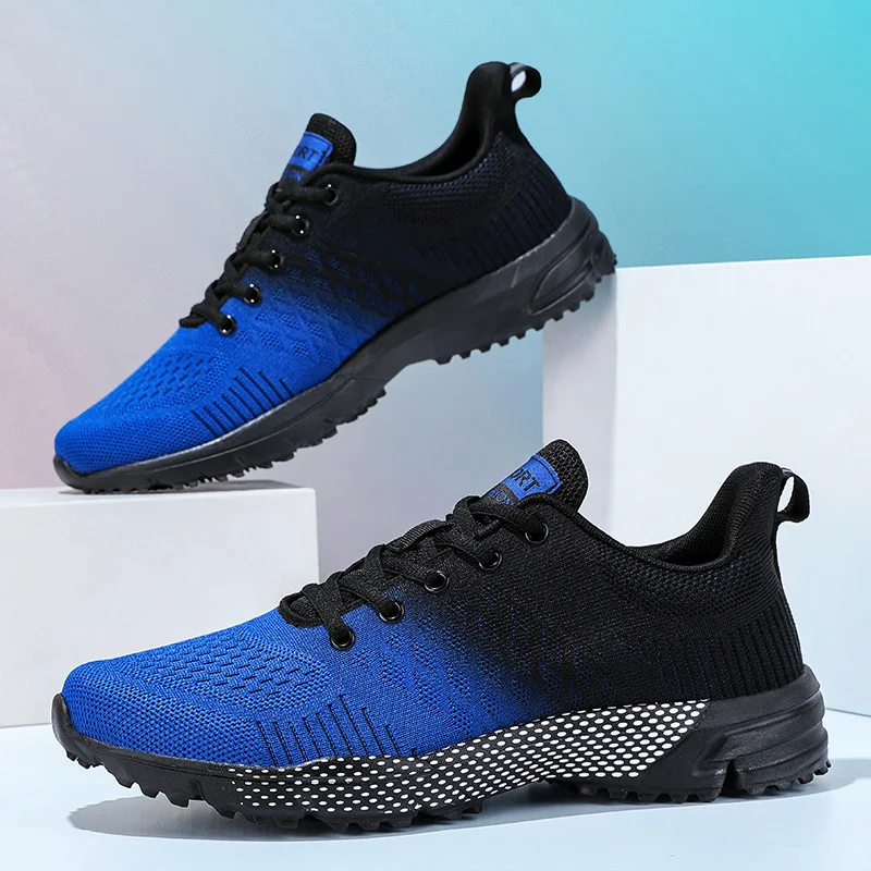 Chaussures de Course Bleues en Maille Respirante pour Homme, Baskets d\'Entraînement Légères, de dehors, Taille 39-46, Bon Marché, Offre Spéciale