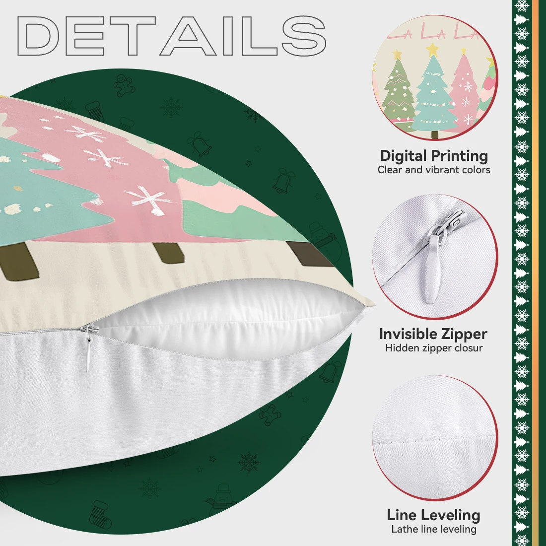 

Pink Christmas Cushion Pillowcase Printed Polyester 45x45cm Throw Pillowcover Decorative Sofa Cushion Pillowslip Home Decor