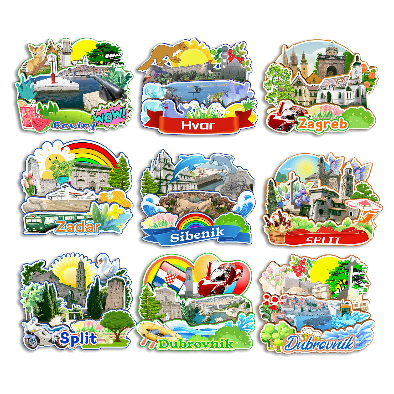 

Dubrovnik Split Zadar Zagreb Hvar Rovinj Sibenik CROATIA Fridge Magnet Travel Souvenir Gift Handmade