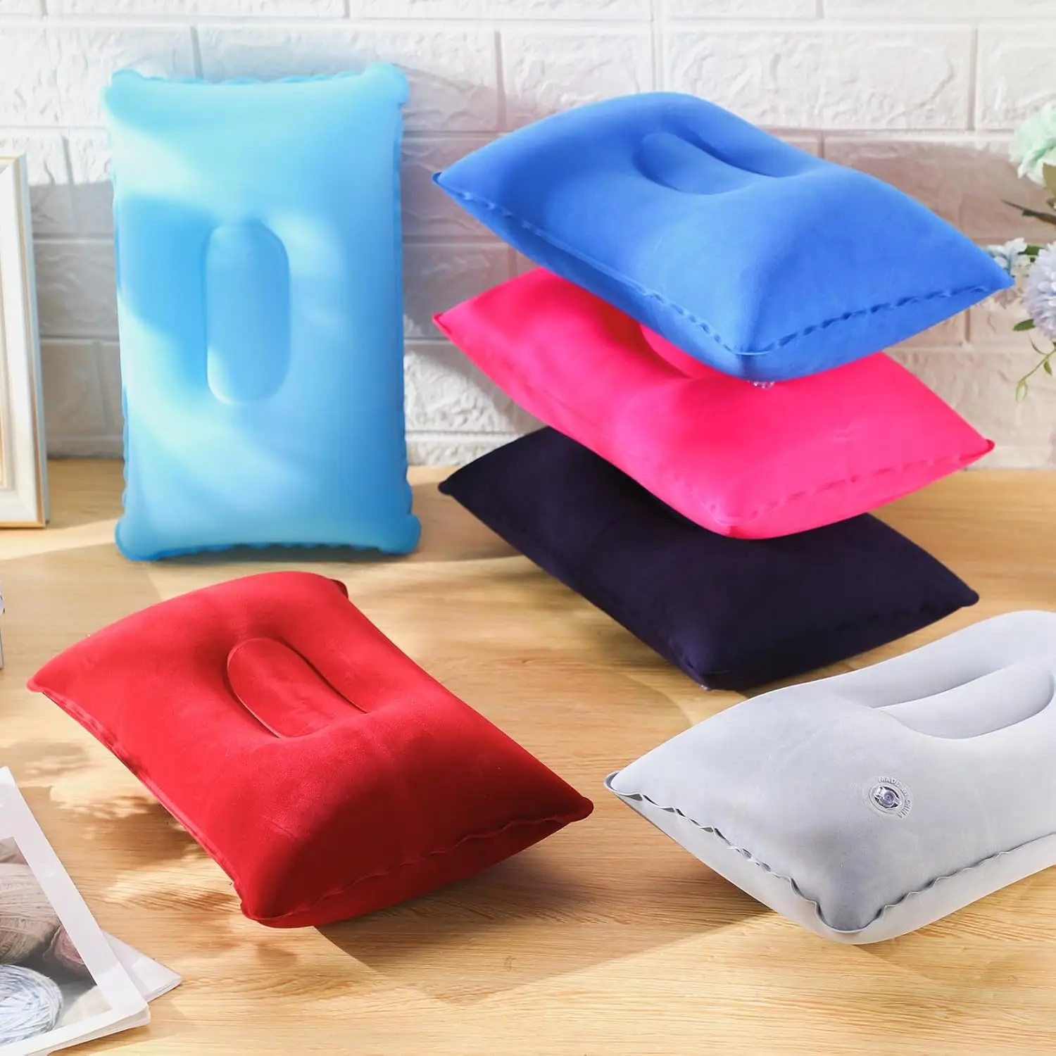 1 Pack Inflatable Pillow, Squared Ultralight Camping Travel Pillow Desk Rest Neck Support for Hiking Backpacking Office gallery 5