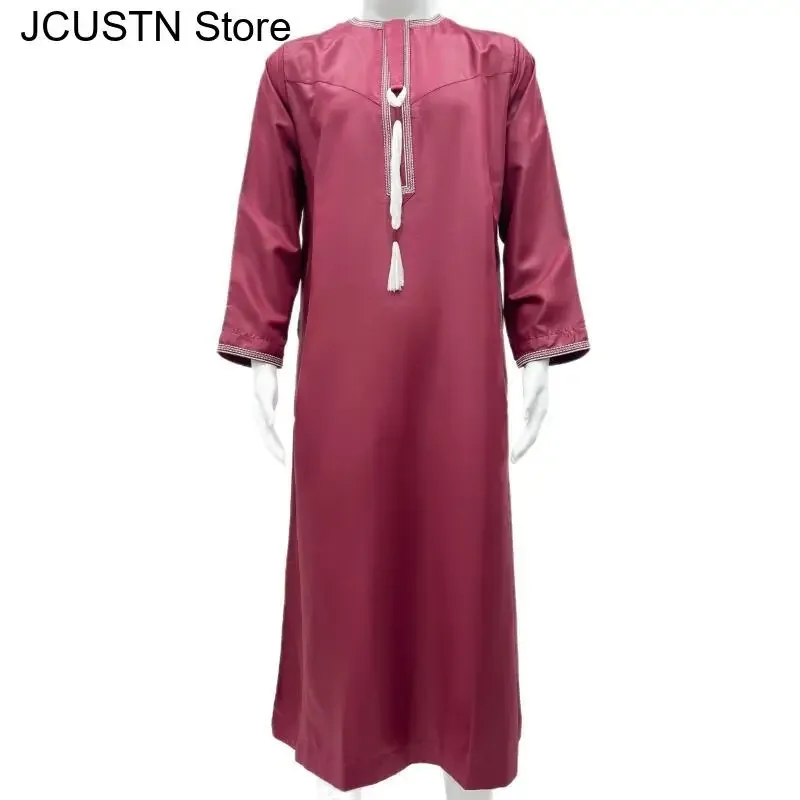 Aman Abaya Jubba Thobe per uomo arabo saudita caftano musulmano uomo manica lunga pullover abito Rayer Robe afghano maschio Islam abbigliamento