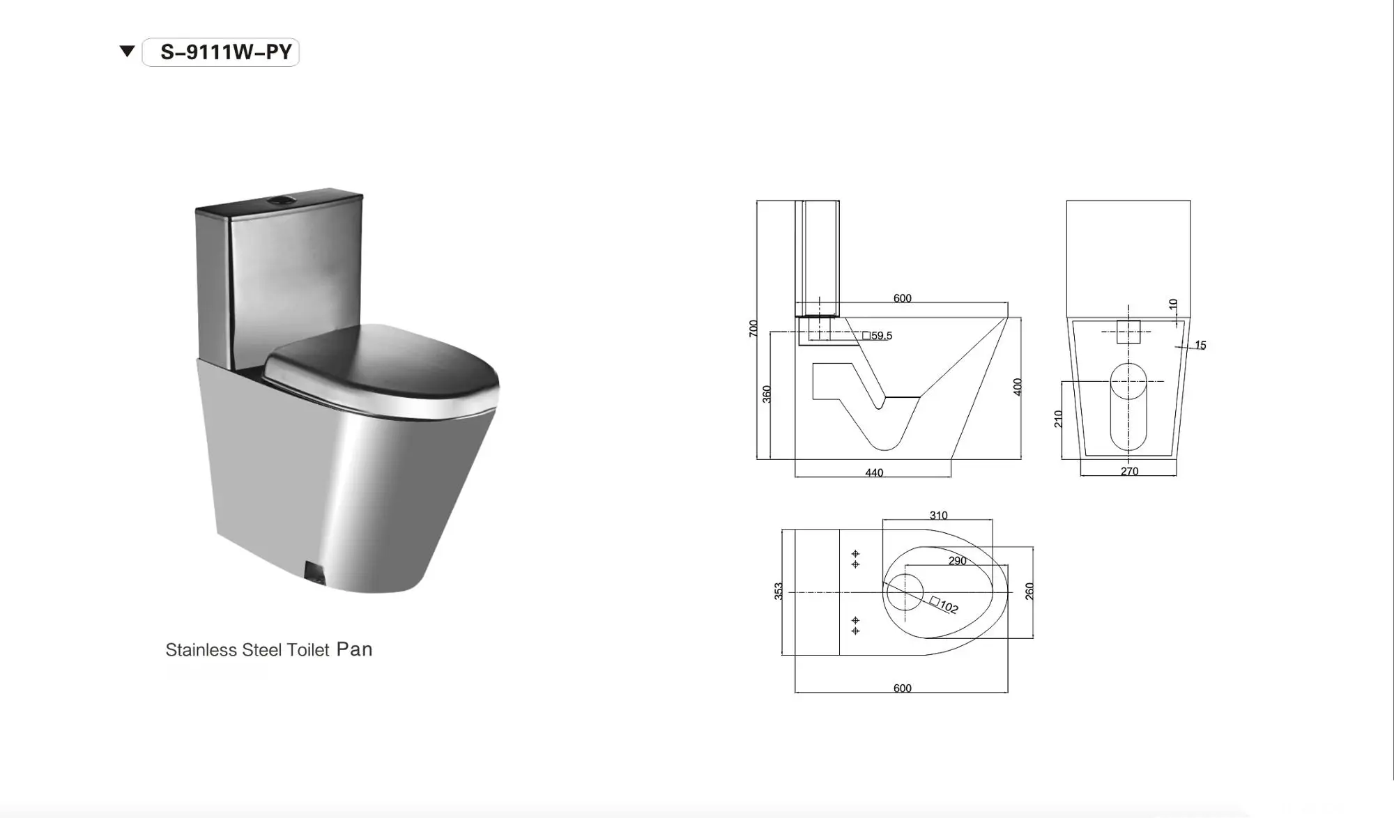 Western-style floor-mounted toilet Suitable for schools, hotels, prisons and public facilities One-piece stainless steel toilet