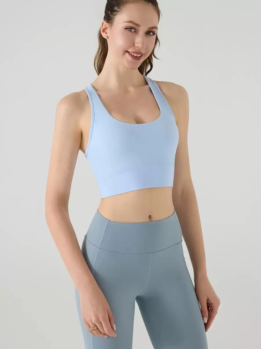 Women's Naked-Feel Shockproof Sports Bra Racerback Yoga Tank Top Shockproof Sports Bra Activewear Fitness Top